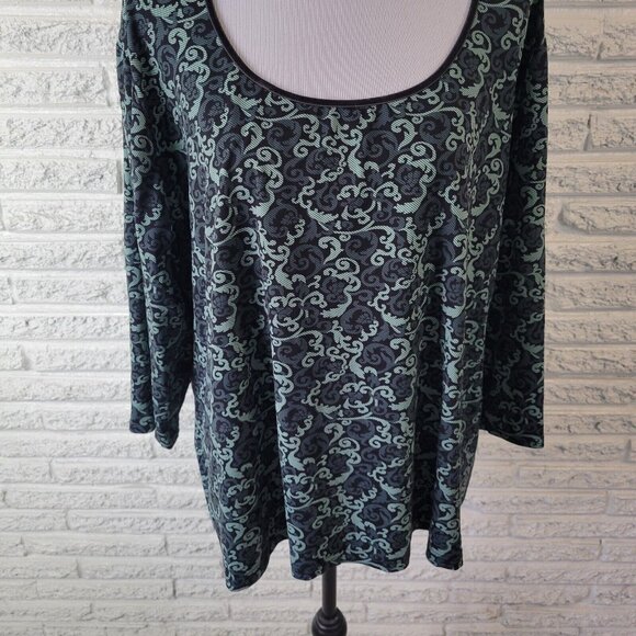 Apostrophe Womens Top 24W 26W Plus 3/4 Sleeve Blue Abstract Comfy GEO46E - Picture 3 of 9